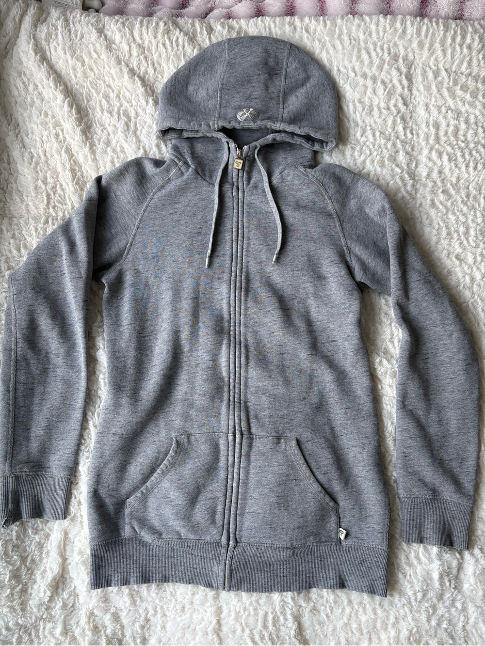 TNA Heather Gray Zip-Up Hooded Sweater
